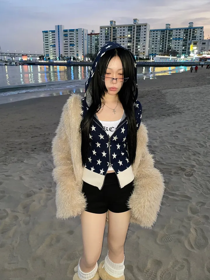 [MD소장/인기상품] y2k star pattern slim crop hood zip-up / y2k 별 스타 패턴 슬림 크롭 후드 집업 상세 이미지 18