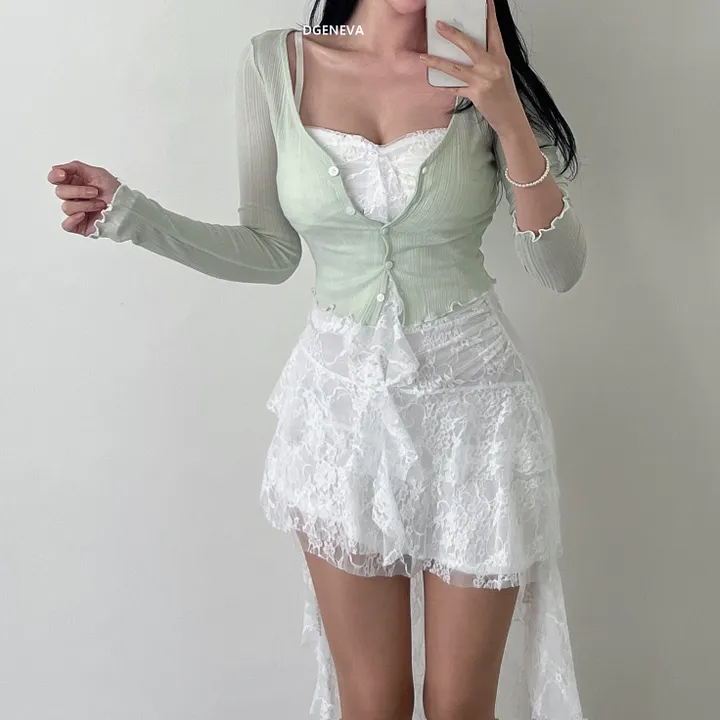 당일/ 롤라 가디건 여름 시스루 크롭 숏 데일리 국내생산 스판 휘뚜루마뚜루 기본 베이직  4color 상세 이미지 18