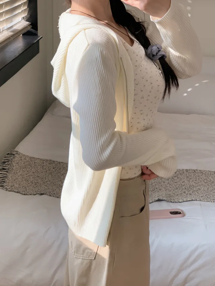 (주문폭주) 헤리 후드 골지 여리핏 니트 집업 (3color) 상세 이미지 28