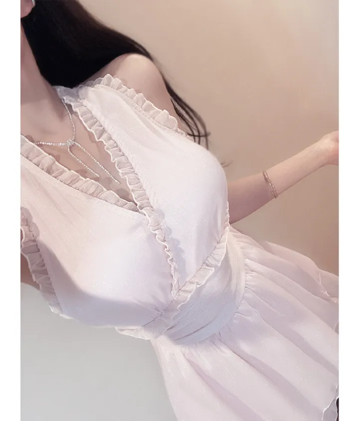 당일출고 [블링 모노키니/발레코어룩] 고퀄* 홀터넥 리본 홀터비키니 원피스 수영복 비치웨어 상세 이미지 9