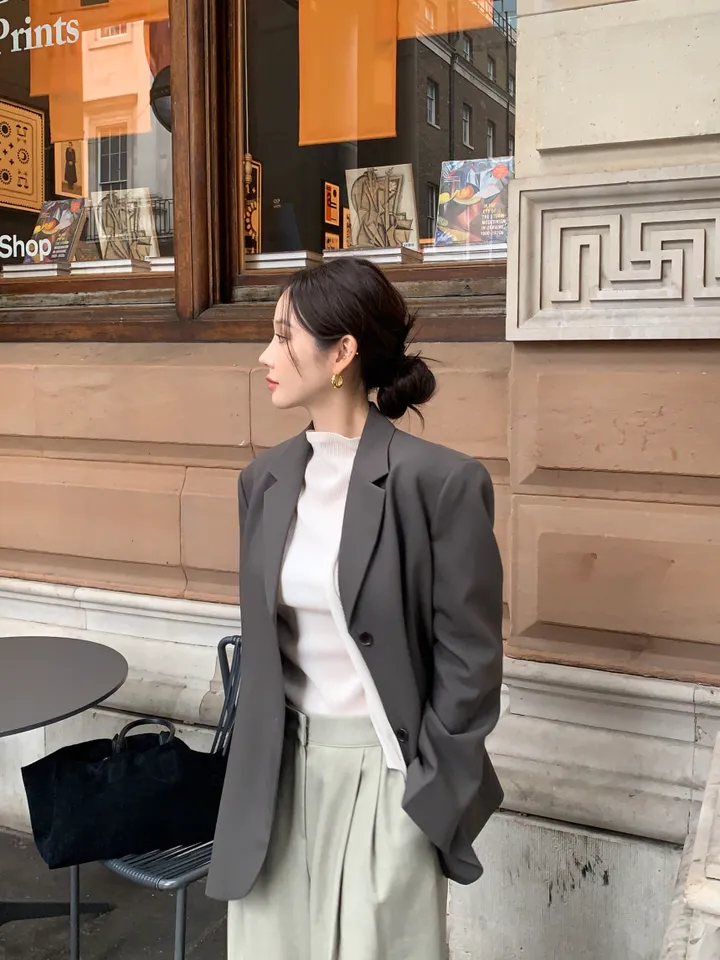 루즈핏 봄 가을 자켓 2컬러 잠바 가을 봄 코디 하객 결혼식 출근룩 상세 이미지 16
