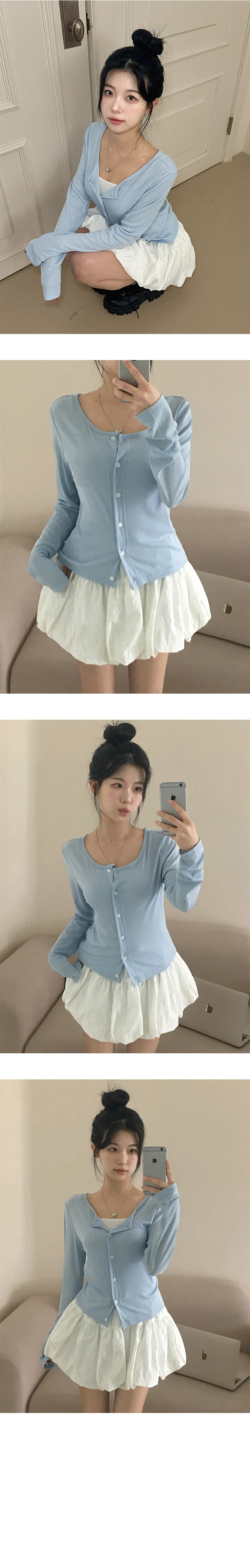 *묶음할인[여리핏💗/부드러워요] 프림 베이직 라운드 골지 긴팔 가디건 상세 이미지 10