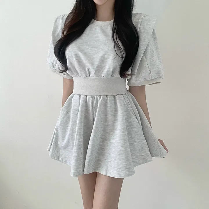 [치마바지/상하의SET] 로로 퍼프소매 반팔맨투맨 + 치마바지 투피스set 상세 이미지 22