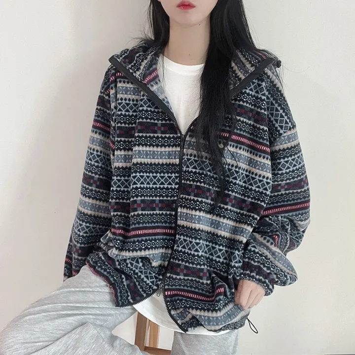 [남녀공용/포근해] 2WAY 보르도 패턴 투웨이 후드 후리스 집업 후드집업 3color 상세 이미지 38