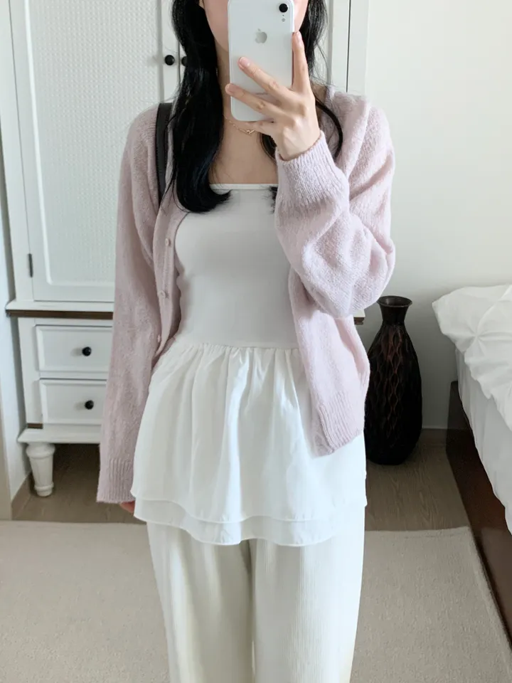 [보송/여리핏☁️] 바스 모헤어 가디건 (5color) 봄가디건/여름옷/데일리룩/데이트룩/벚꽃/나들이룩/핑크/니트/피크닉룩 상세 이미지 19