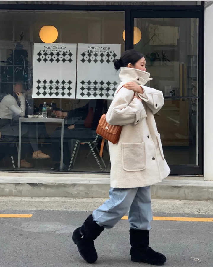 boucle high neck half coat (3color) 상세 이미지 9