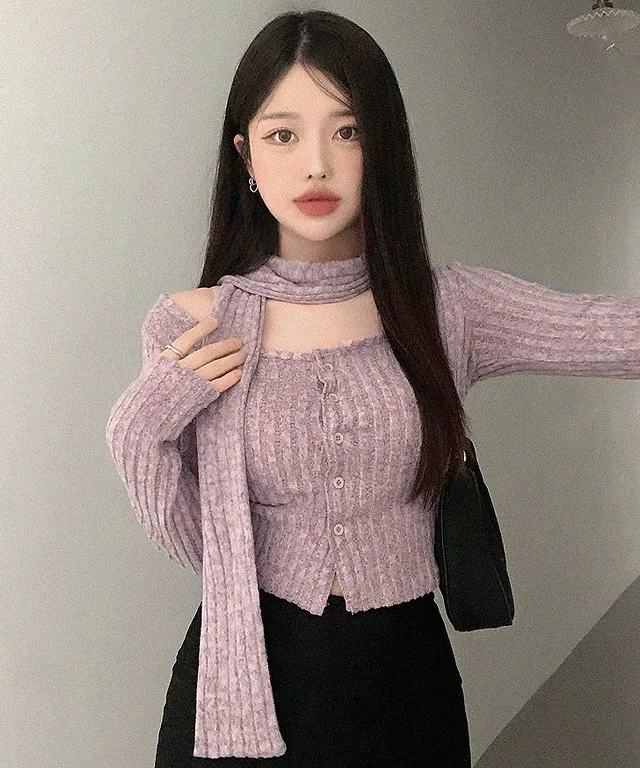 [🔥최저가🔥/머플러set] 아페린 소프트 골지 니트 머플러 스카프 가디건 세트