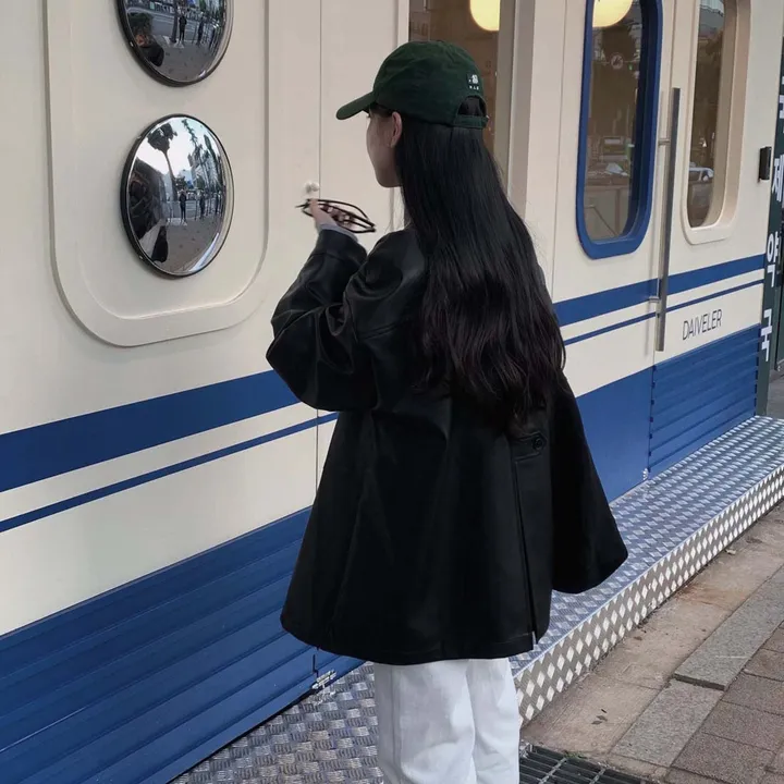 [힙덮는기장감~/블랙 당일출고🎉] 자체제작 #크치Made 오디너리 롤업 오버핏 하프 레더자켓 - jk 상세 이미지 38