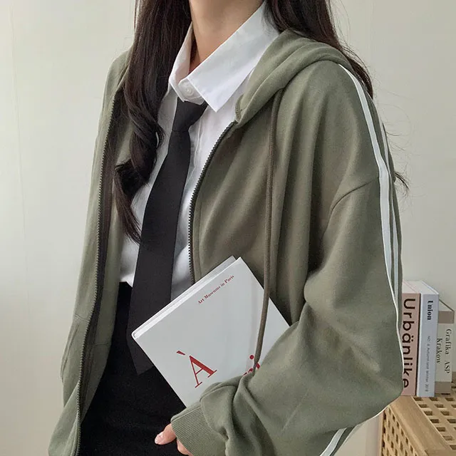 (◞˃ᆺ˂)◞💖[박시핏!/5컬러] 꾸안꾸강추 핏 예쁜 오버핏 심플 베이직 라인 두줄 포인트 기본 후드집업 상세 이미지 22