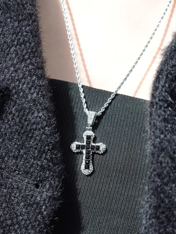 [s.steel/3color] bold cubic cross necklace | 볼드 큐빅 십자가 목걸이 상세 이미지 24