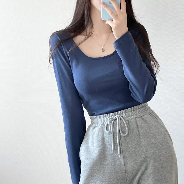(4color/소장필수)기본 스퀘어넥 긴팔 -t 상세 이미지 13