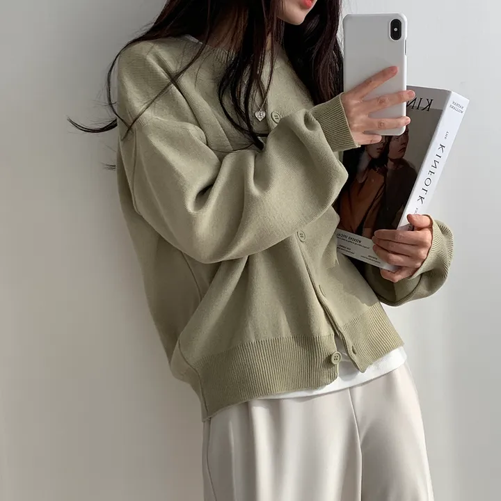 [ 데일리/무려~12컬러 ] 가을 겨울 포포 도톰 라운드 가디건 상세 이미지 24