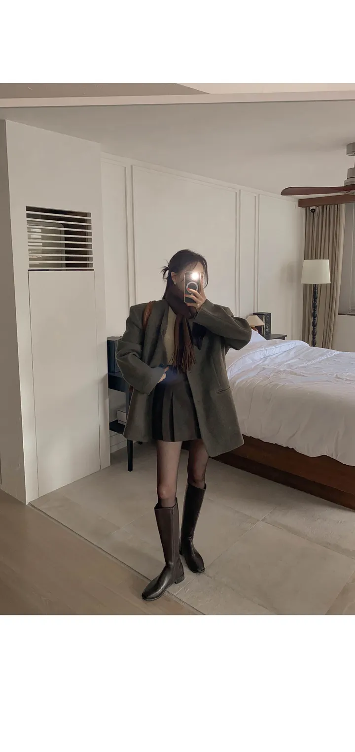 (필수소장추천/핏이뻐요/오버핏/데일리/꾸안꾸/스타일리시/울코트) 나트 퀼팅 노카라 박시 울코트 CT 상세 이미지 9
