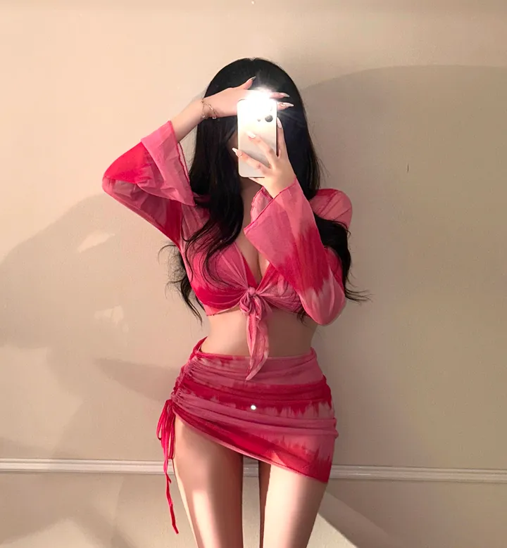 [최저가!!/군살커버/핏보장] 4pcs 세트 섹시 글램 커버업 셔링 랩스커트 여리핏 크롭 볼레로 가디건 투피스 리본 스트랩 수영복 비치웨어 물나염 슬림 휴양지 인생샷 유니크 상세 이미지 7