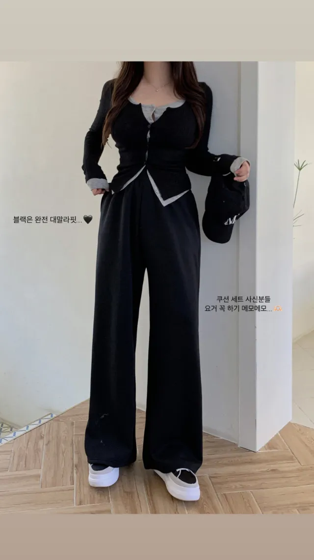 시선 골지 레이어드 배색 단추 가디건 티셔츠4color 상세 이미지 11