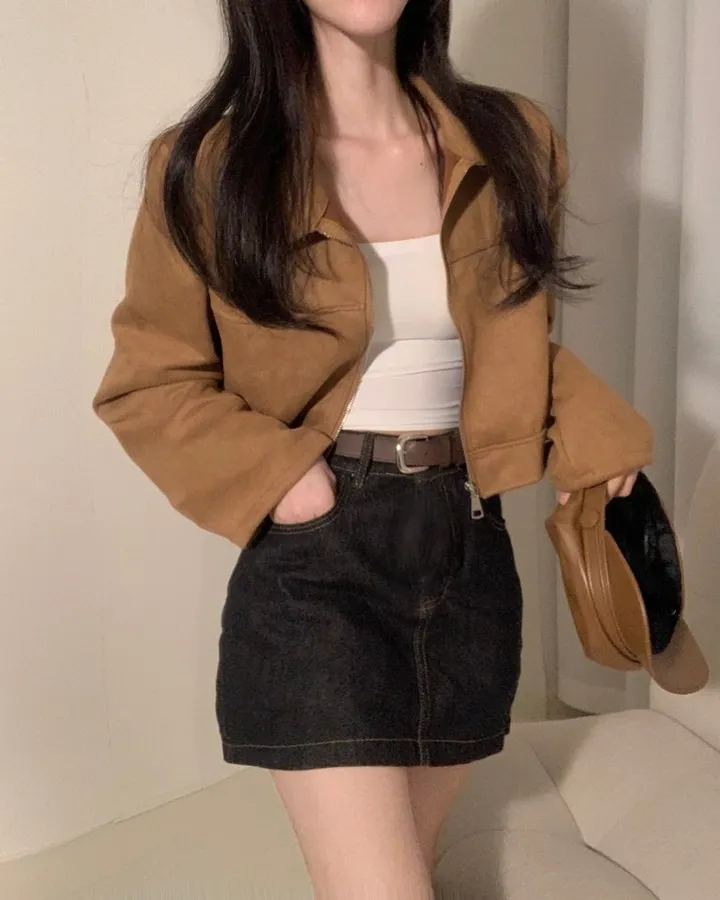 스웨이드 세미크롭 집업jp -3col 상세 이미지 12