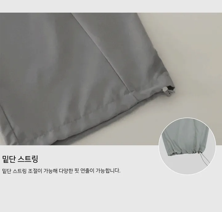 *기획가[모델극찬/핏보장🖤] *사이드 스냅 버튼* 케일 밴딩 2단 똑딱이 단추 스트링 나일론 벌룬 와이드 팬츠 #가을옷 #간절기 #트레이닝바지 #출근룩 - 6color 상세 이미지 9