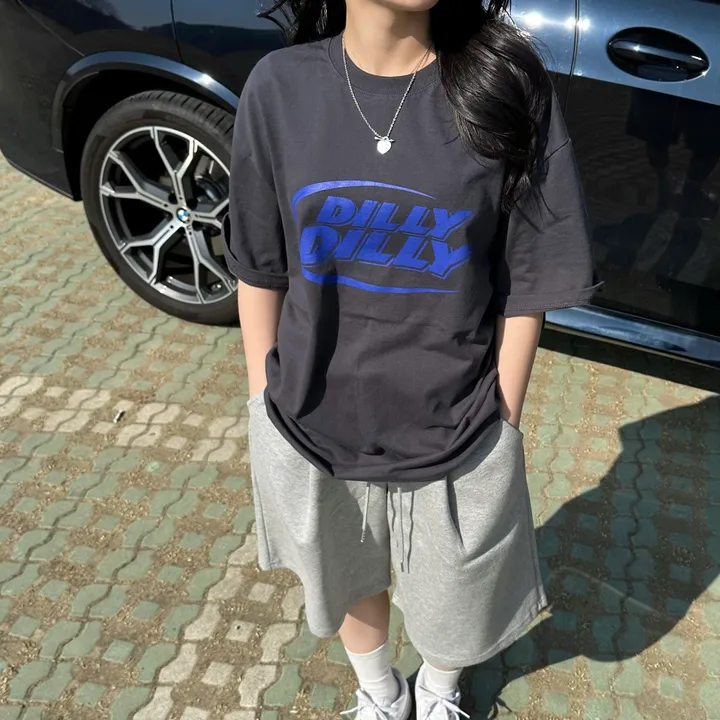 세트가능/ 남녀공용 오버핏 반팔 여름 커플룩 커플티 레터링 루즈핏 반팔 티셔츠 합포 핀턱 버뮤다 팬츠 밴딩 반바지 꾸안꾸 트레이닝 세트 커플 시밀러룩 빅사이즈 세트 스트릿 딜리 상세 이미지 42