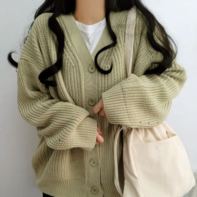[봄가을/데일리핏] 러블리한 하찌 v넥 오버핏 가디건cd 상세 이미지 15
