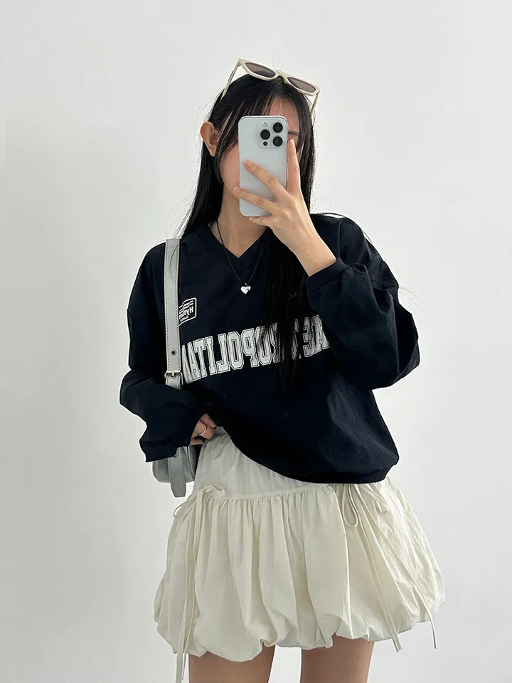 [속바지O/호박벌룬~펌킨 바스락나일론스커트! 가볍게입는 리본 포인트볼륨스커트] 벌룬리본나일론스커트 상세 이미지 17