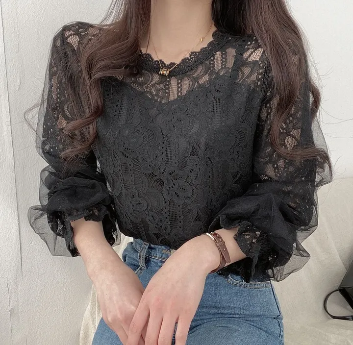안감있는, 세젤예 레이스 시스루블라우스 4color 상세 이미지 14