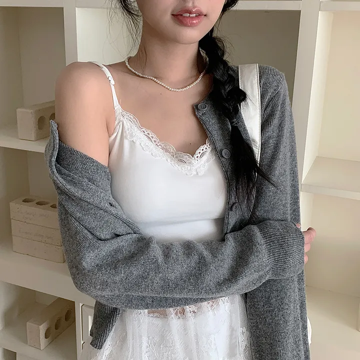 [데일리강추💗] 블러 라운드넥 가디건 봄 가을 / 출근룩 긴팔니트 봄가디건 가을가디건 하객룩 데일리룩 클래식블랑 상세 이미지 17