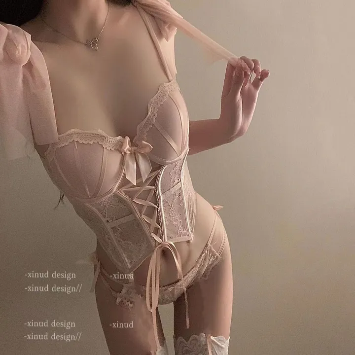 단추 쉬어 레이스 브라 + 팬티 SET 상세 이미지 9