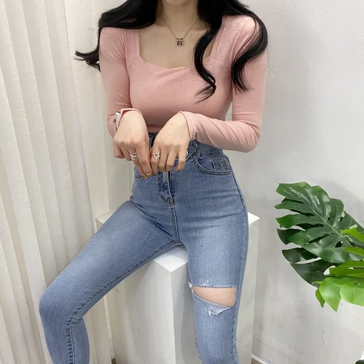 🚀당일발송🚀[묶음할인/기본템] 봄 가을 알프 셀리 스퀘어넥 긴팔 티셔츠 이너티 상세 이미지 23