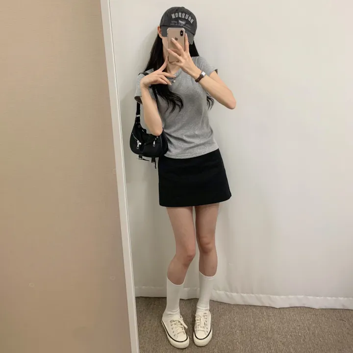 [벨트 SET] 미우 베이직 미니스커트 / 치마 속바지O 데이트룩 하객룩 나들이룩 모던 봄 스커트 미니멀 상세 이미지 17