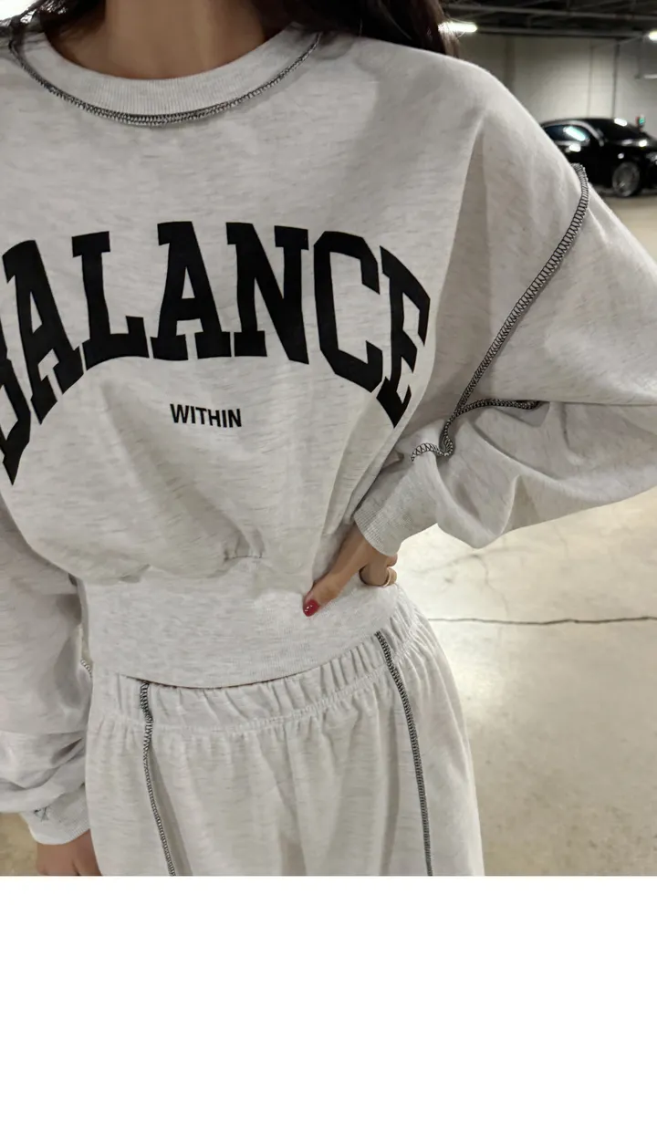(F~2XL/부분당일발송/자체제작/주문폭주~)리노 맨투맨 팬츠 셋업 레터링 배색 리버스 스티치 트레이닝 투피스 세트 상세 이미지 21