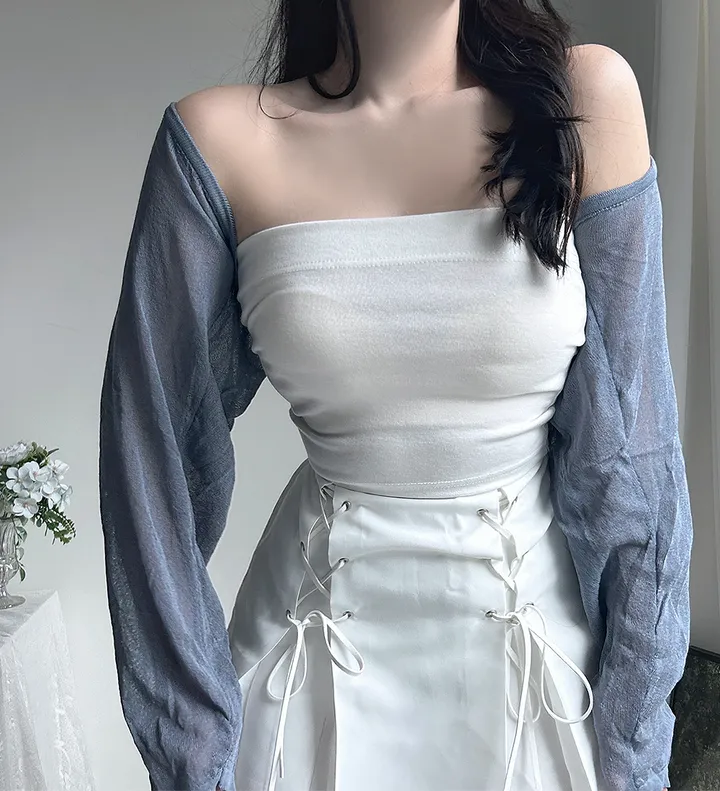 [1+1 할인!] 린조 시스루 볼레로 가디건 여름가디건 볼레로가디건 시스루 니트가디건 크롭 볼레로가디건 상세 이미지 10