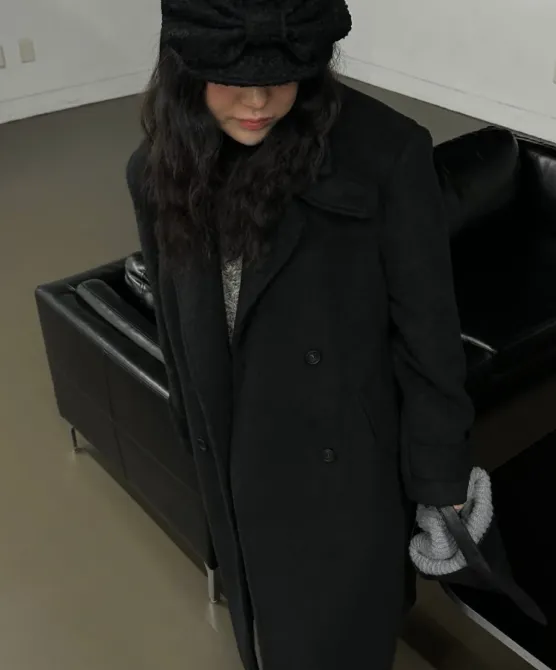 울 오버핏 롱코트 하이넥 벨트세트 더블버튼 겨울코트 2종 상세 이미지 8