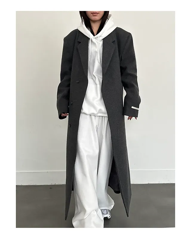 (Unisex) 카민 히든 롱 코트 (3color) 맥시 겨울코트 오버사이즈 울코트 남녀공용 상세 이미지 7