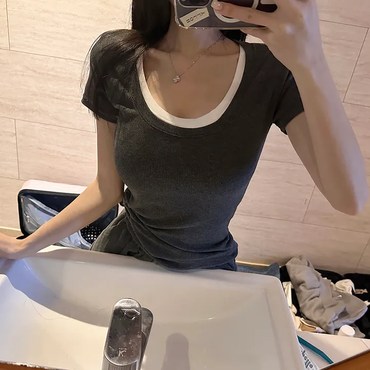 *DM폭주*[MADE][말라핏보장/인생템] 여리말라 유넥 골지 반팔티 유넥반팔 여리핏반팔 기본반팔 상세 이미지 38