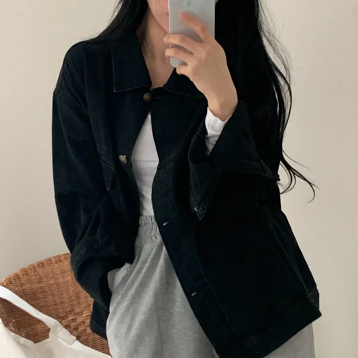[빈티지/오버핏] 허쉬 봄,가을 루즈핏 흑청 면자켓;2col 상세 이미지 34
