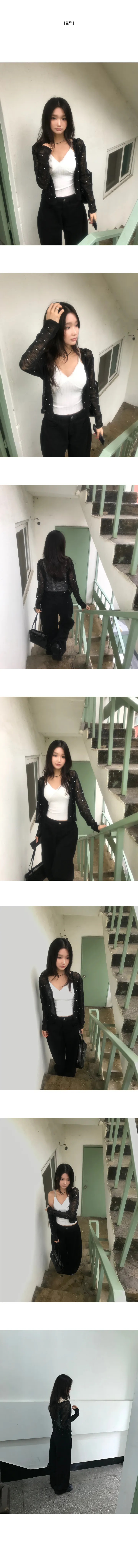 [여름가디건🖤/살안타템] 써미 도트 시스루 브이넥 가디건 상세 이미지 6