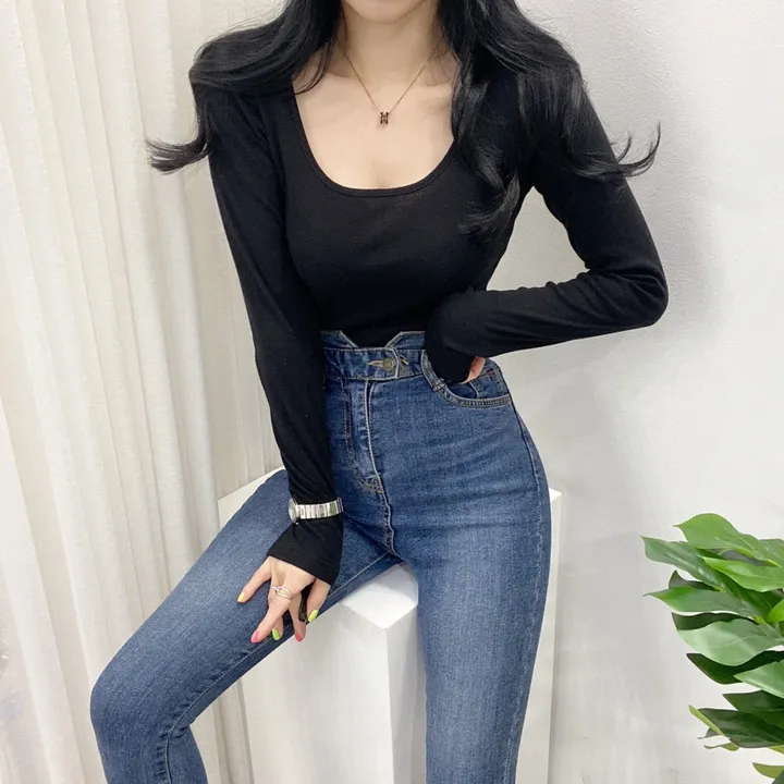 🚀당일발송🚀[묶음할인/데일리템] 봄 가을 디아 카야 둥근 스퀘어 긴팔 티셔츠 이너티 상세 이미지 35