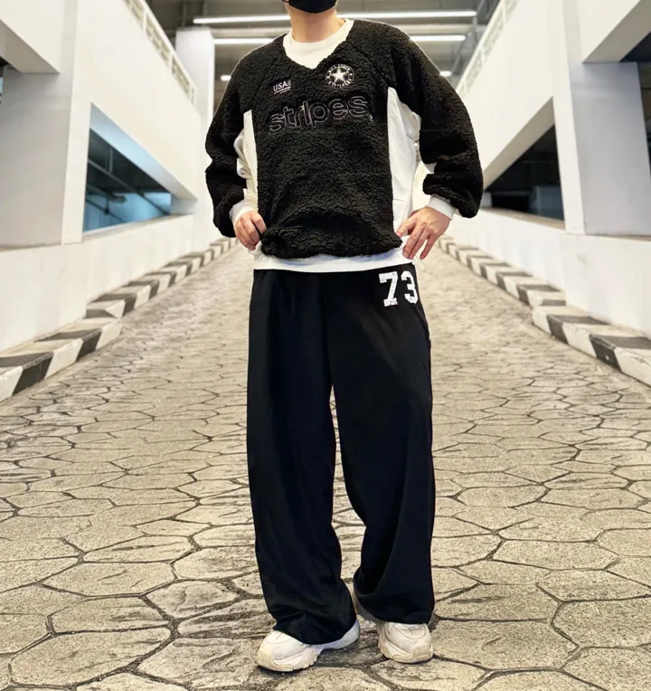 [1+1할인]덤블 양털 밍크 후리스 자수 패치 블록코어 스트링 오버핏 브이넥 아노락 맨투맨 상세 이미지 102