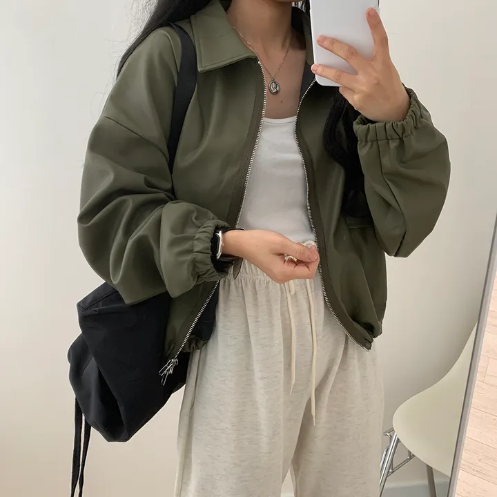 [ 봄신상 ]루즈핏 투웨이 레자 숏점퍼 상세 이미지 9