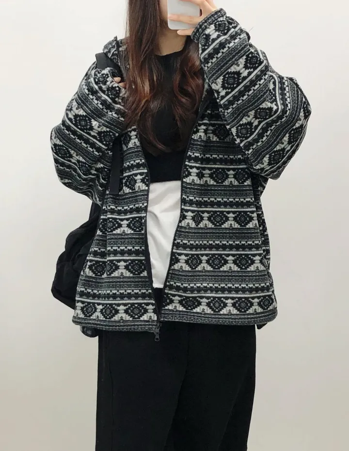[유니크] 오버핏 후리스 투웨이 집업 후드 상세 이미지 7