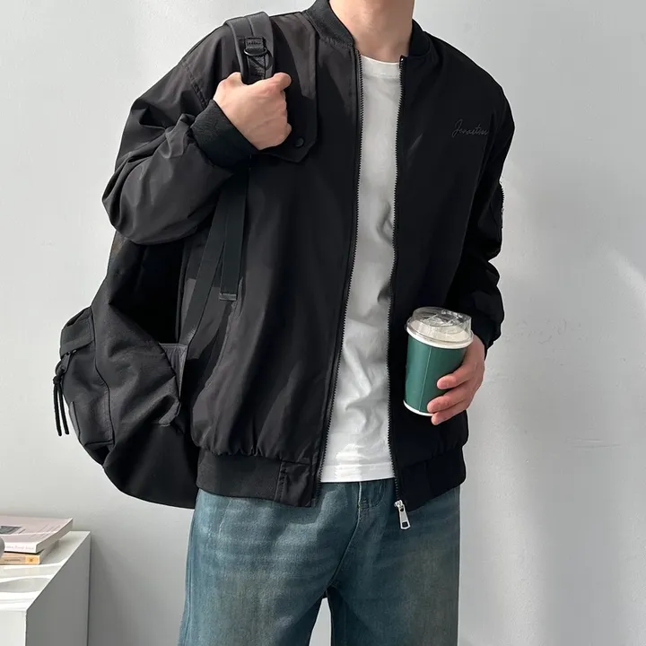 남녀공용 자수 백 레터링 봄 가을 간절기 아우터 오버핏 바람막이 루즈핏 자켓 점퍼 백레터링자수바람막이 상세 이미지 16
