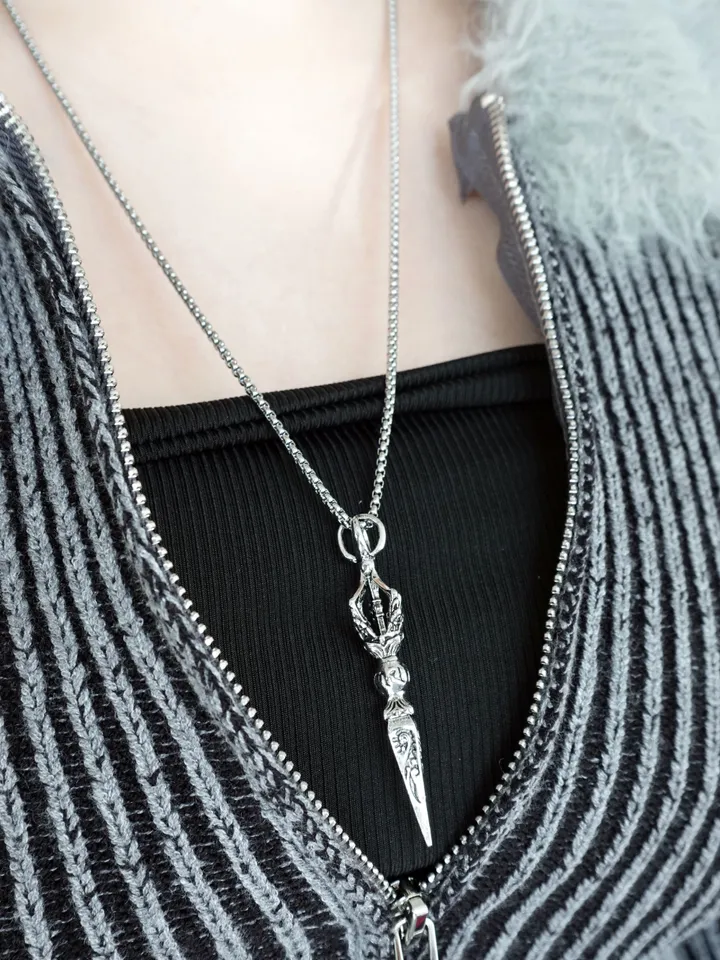 [s.steel] sculpture necklace | 조각 빈티지 목걸이 써지컬 상세 이미지 5