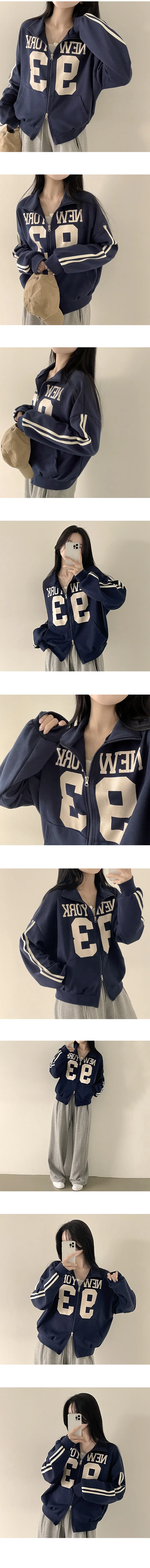 [투웨이/아방핏] 귀여움 보장! 뉴욕 레터링 하이넥 카라 루즈핏 투웨이 집업 (6color) 상세 이미지 9