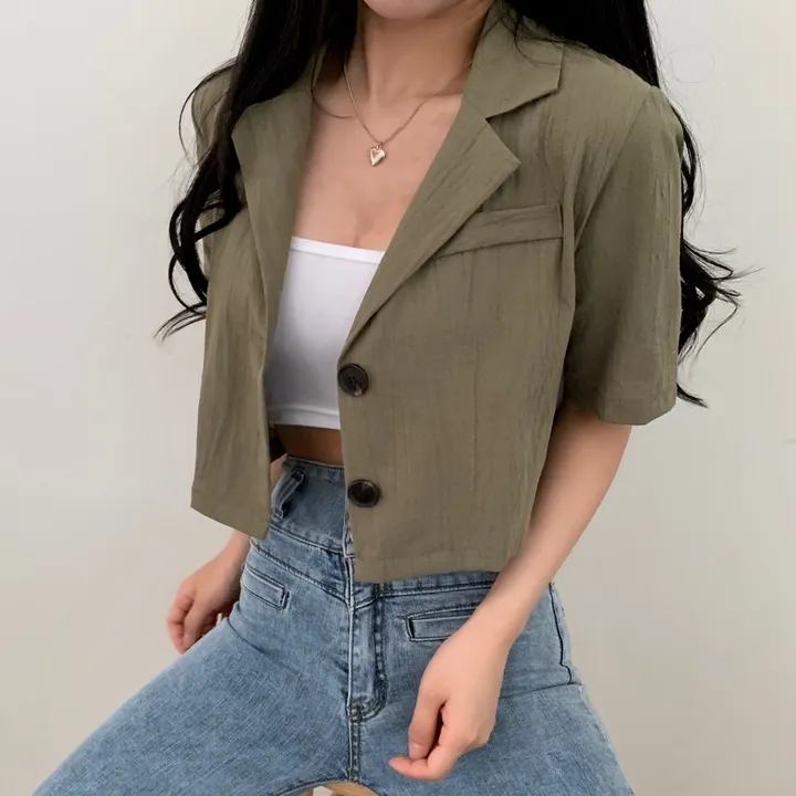 [베스트재진행] 린넨 크롭 반팔JK 상세 이미지 4