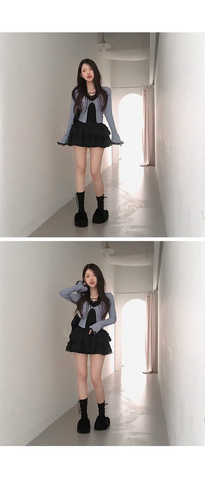 🖤전부세트!🖤 리벨 레이스나시 일체형 가디건 + 프릴 캉캉 미니 스커트 투피스 세트 봄투피스 봄세트 봄옷 봄신상 상세 이미지 9