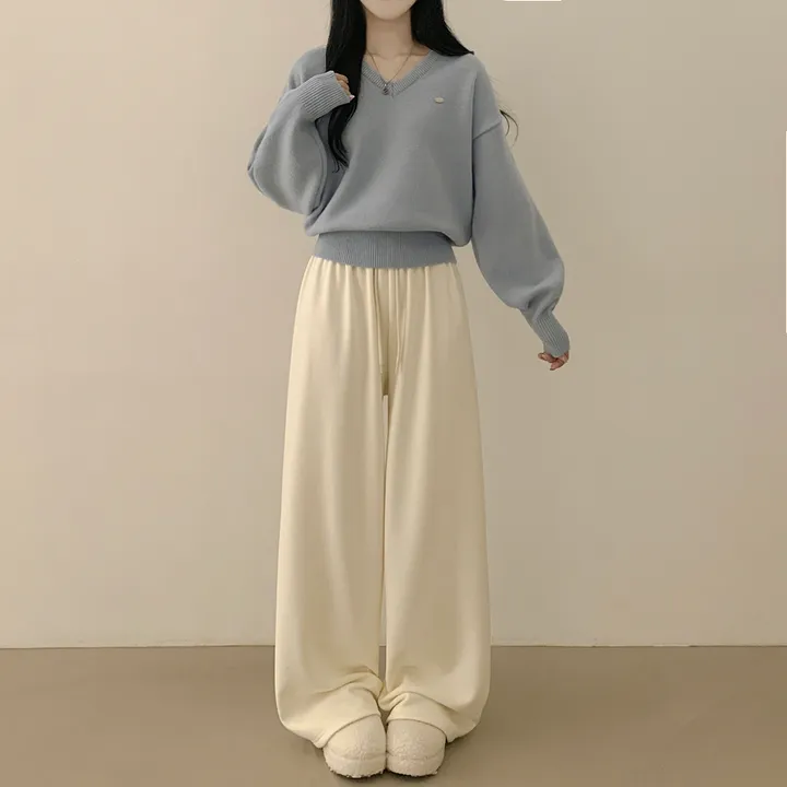 [파스텔색감💭/도톰폭닥~] 와펜포인트 아방핏 브이넥 루즈핏 허리잘록 긴팔니트 상세 이미지 18