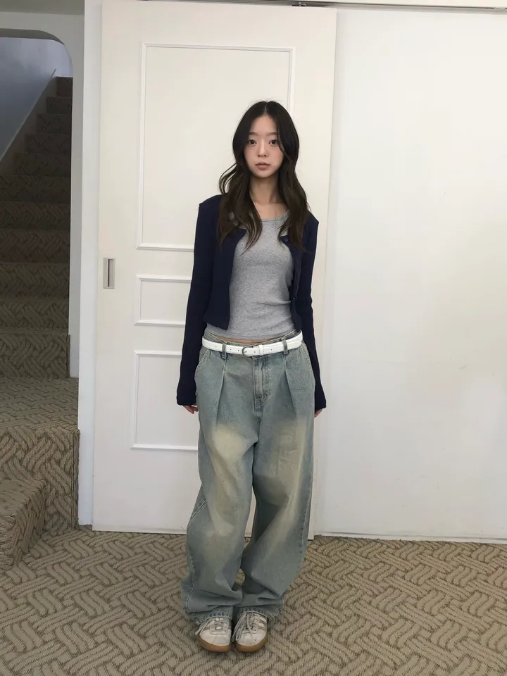 슬림핏 숏 골지 가디건 상세 이미지 32