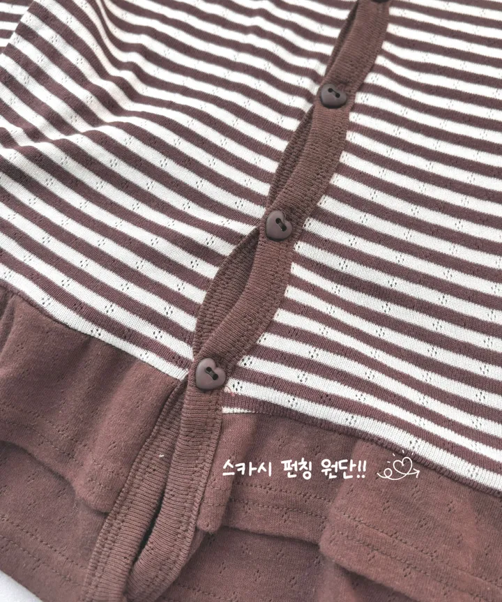 [하트단추🖤/스카시 펀칭] 말라핏 스트라이프 프릴 가디건 상세 이미지 7