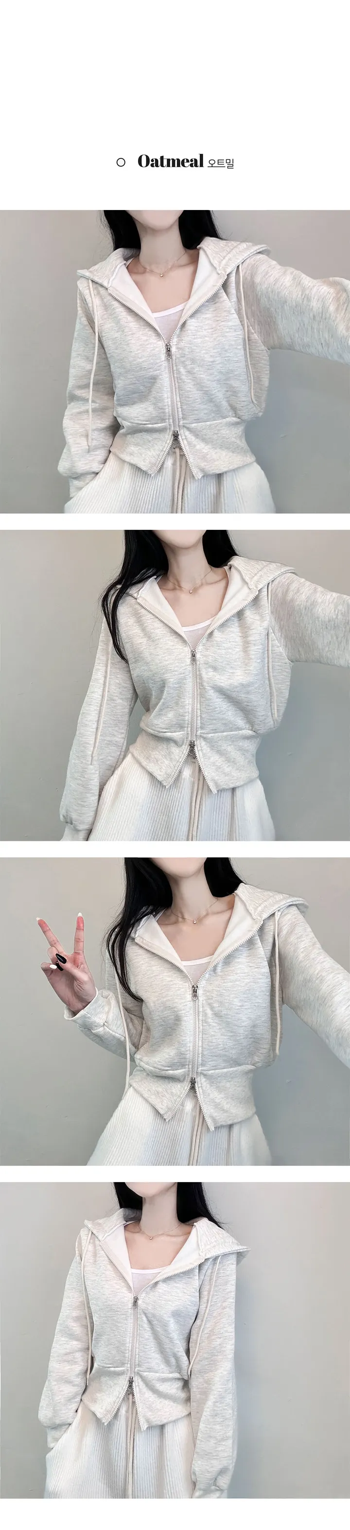 당일발송🚀[10color/허리잘록~] 휘뚜루마뚜루 미니 투웨이 크롭 후드집업 상세 이미지 4