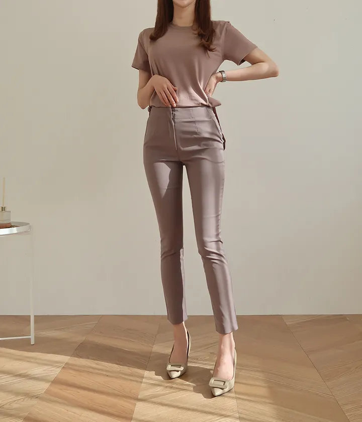 [55~77/일반,기모] 인생핏 슬림 일자 스키니핏 하이웨스트 스판 간절기 겨울 슬랙스 상세 이미지 31